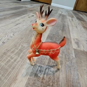 Vintage Rubber Deer Pink Coral 7.75"x7"